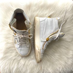 Giuseppe Zanotti White High Top Sneakers, size 36